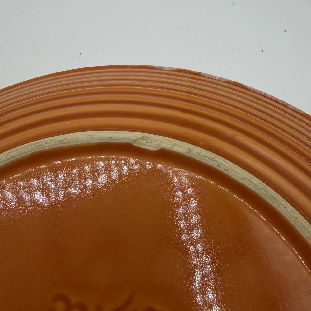 Set of 4 Vintage Hull Tangerine Orange Drip Glaze Dinner Plates 10.5